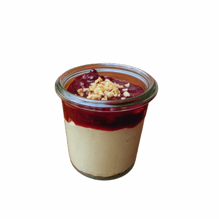 Vanille-Topfenmousse mit röter