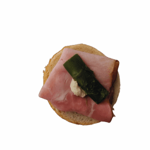 Fochat bread with farmer's ham, horseradish and fermented asparagus
