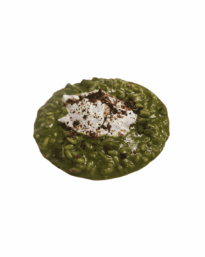 Risotto al basilico con verdure grigliate, burrata e aceto balsamico invecchiato