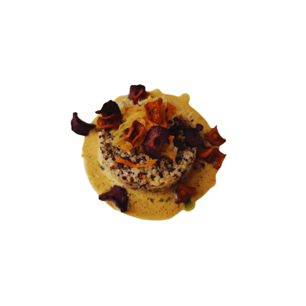 Warm hummus, quinoa, coconut