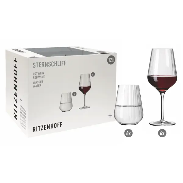 Water glasses + 2x wine glass for menu
