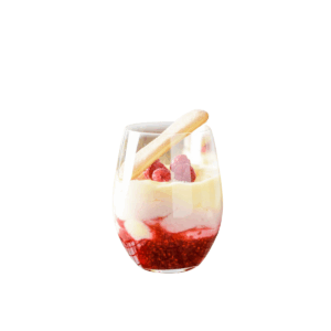 Hot raspberries with vanilla ice cream