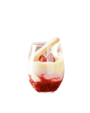 Hot raspberries with vanilla ice cream