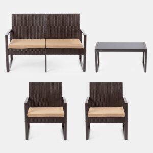 Rattan seating group with table