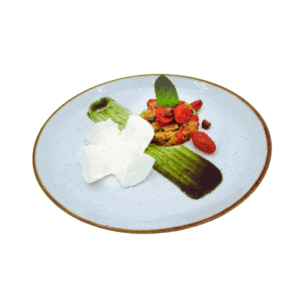 Tartare di verdure grigliate con mozzarella di bufala, basilico e olive