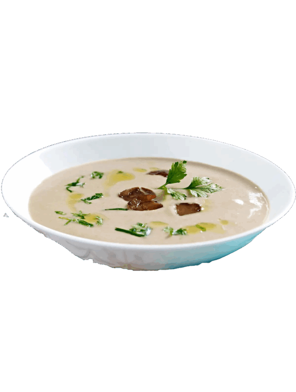Crema di castagne e sedano con chips alle noci