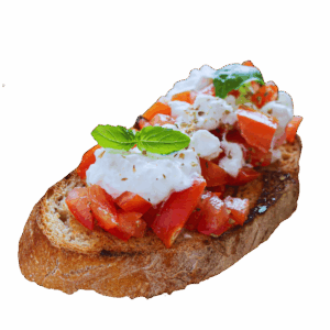 Bruschetta "do it yourself" 2 Stück mit Burrata, Basilikum und Oliven