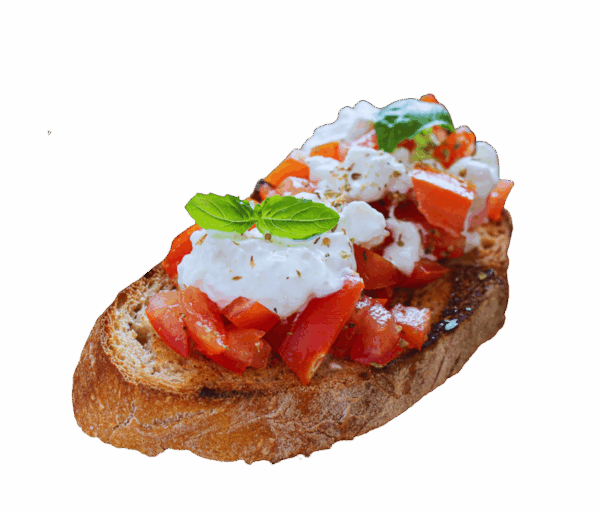 Bruschetta "do it yourself" 2 Stück mit Burrata, Basilikum und Oliven