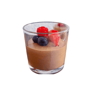Mousse di cioccolato fondente "Valhrona" con miso e frutta