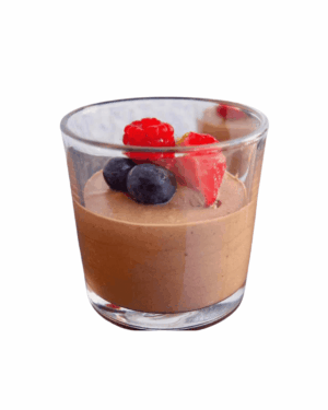 Mousse di cioccolato fondente "Valhrona" con miso e frutta